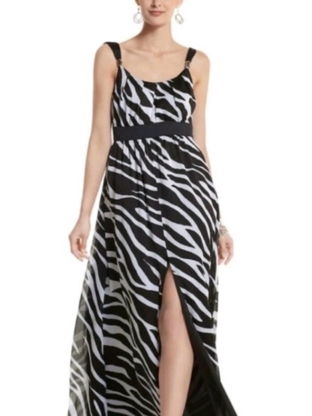 White House Black Market Black & White Zebra-Print Maxi Dress